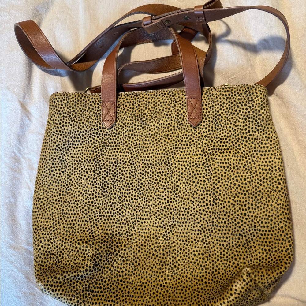 Madewell Brown and Black Spotted Leather Tote Bag